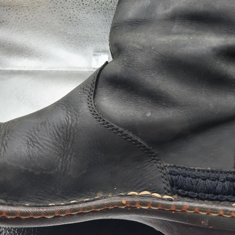 Ugg Kona Women Size 8 Black Leather Shearling Lined Boots Mid Calf Toggle